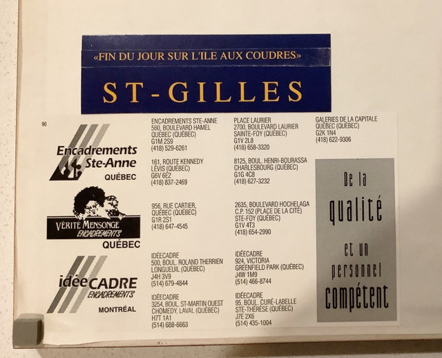 Tableau, lithographie St-Gilles, Fin du jour sur l'Ile aux Coudr dans Art et objets de collection  à Lévis - Image 3