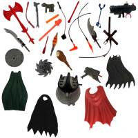 Items, capes, armes, épées reliés figurines années 80 & 90