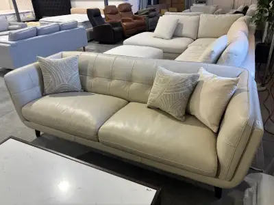 Ivory Leather Sofa, View more
