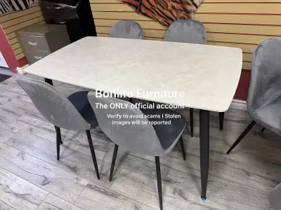 5pc strong marble stone dining set on sale , View more