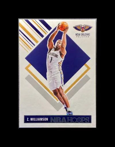 Up for grabs is a sharp-looking Zion Williamson NBA Hoops trading card, perfect for any basketball m...