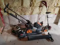 Corded lawnmower, trimmer & leaf blower