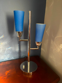 Set of Blue Cylinder lamps with matching Chandelier