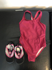 Girls swimsuit and water shoes