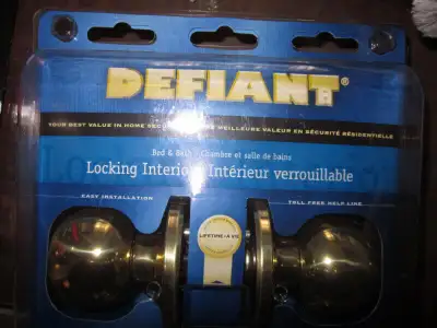 SEALED PACKAGE--Defiant Two Way Door Knob w/ Lock, View more