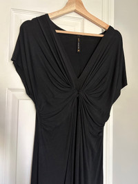 Lori M stretchy black dress with knotted bustline