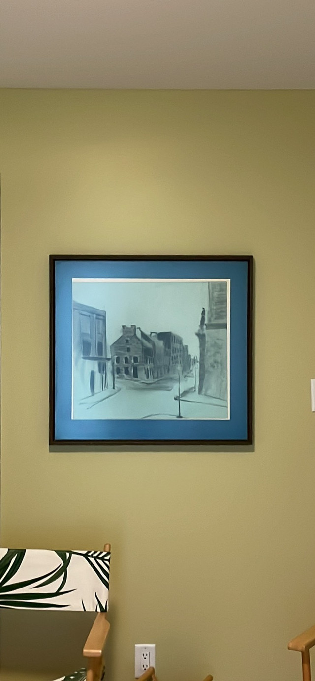 Framed original charcoal print of Old Montréal  dans Art et objets de collection  à Laurentides
