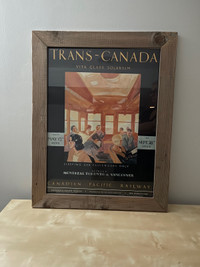 Vintage Framed Poster Canadian Pacific Railway in weathered wood