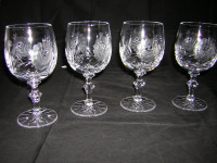Czech Bohemia Rose Etched Crystal Glasses