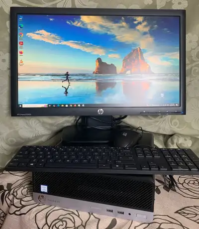 HP Prodesk 400 G5 Small Form Factor Desktop, 8th Gen + HP LCD Monitor 22"+ Keyboard+ USB Mouse + DVD...