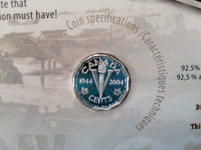 2004 5c D-Day Landing, 60th Anniversary - Sterling Silver Coin in Arts & Collectibles in Sudbury - Image 3