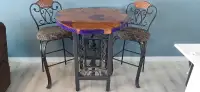 Cedar and resin pub height table