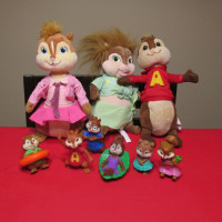 ALVIN et les Chipmunks LOT 3 peluches + 6 figurines