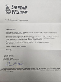 Sherwin Williams Gift Certificate