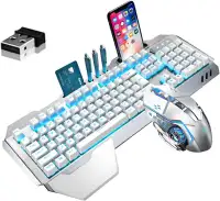 K680 Wireless Gaming Keyboard and Mouse,LED Backlit with 3800mAh
