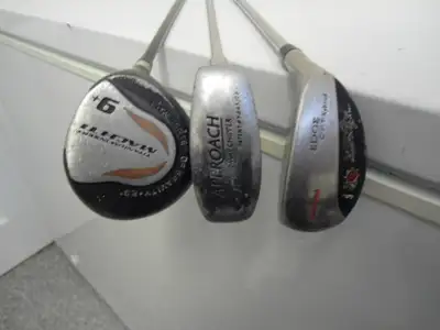 TWO RIGHT HANDED GOLF CLUBS AND A CHIPPER, View more