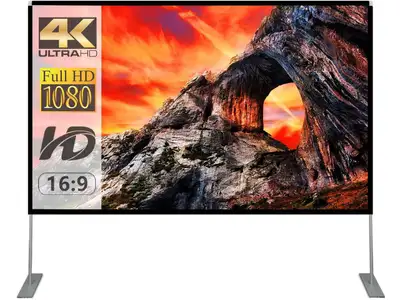 NEW SKERELL Projector Screen with Stand 100 inch Portable Projection 16:9 4K HD Rear & Front (816) $...