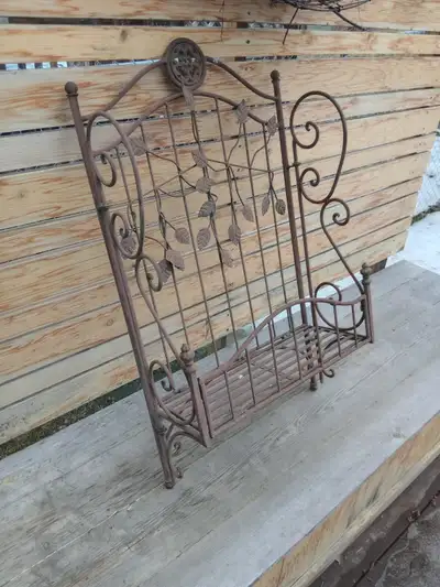 Ornate Victorian Style Wrought Iron Wall-Mounted Planter, View more
