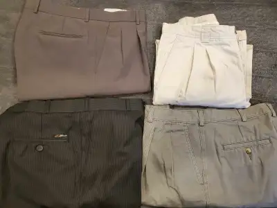 4 PAIRS MEN'S PANTS: 2 DRESS, 2 CASUAL, View more