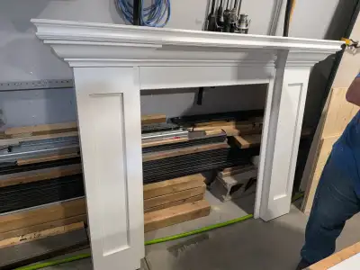 White fireplace mantel, View more