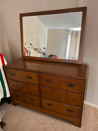 1960s vintage dresser with mirror. Matching chest of drawers