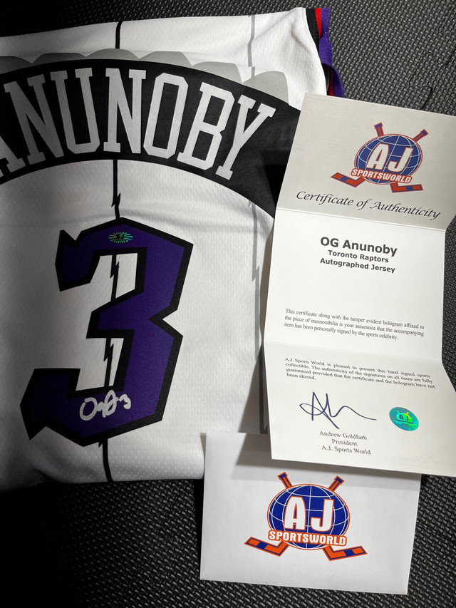 OG Anunoby Toronto Raptors Signed Retro Dino Nike Swingman  in Arts & Collectibles in Mississauga / Peel Region - Image 3