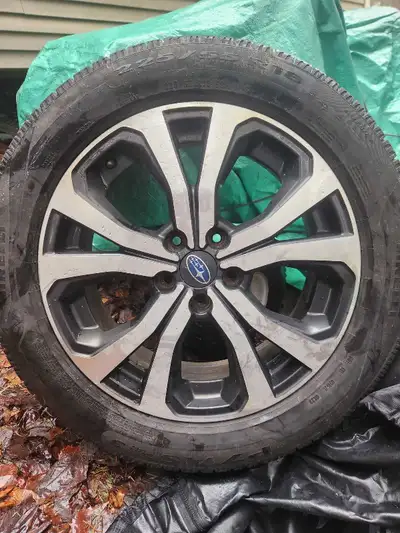 Great condition. Tires are pirelli p7 as 3. 225/ 55 R18. They are between 5 and 6 32nd tread depth....
