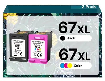 67XL 67 XL Printer Ink cartridge Black tri Color 2 Pack INKS  HP, View more