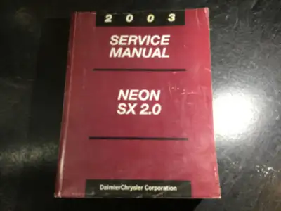 "2003 Service Manual Neon SX 2.0" OEM Part Number: 8127003028 Written for Dodge dealership mechanics...