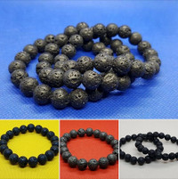 Black Lava Rock Stone Beads Bracelet