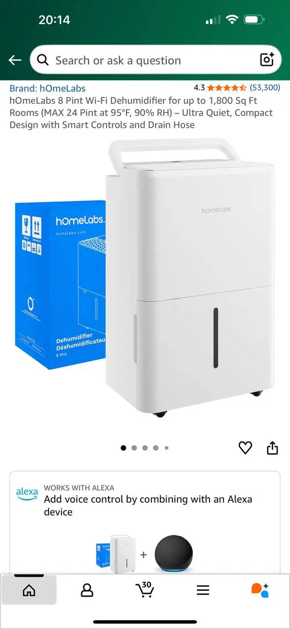 hOmeLabs 8 Pint Wi-Fi Dehumidifier – OPEN BOX  in Heaters, Humidifiers & Dehumidifiers in Kitchener / Waterloo - Image 4