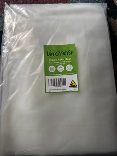 These VacLala vacuum sealer bags are a commercial-grade solution for food storage, measuring 8" x 12...
