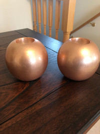 Pier 1 Rose Gold Round Candle Holders 
