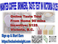 WANTED COFFEE LOVERS AT HOME PAID ONLINE STUDY $125 VICTORIA B