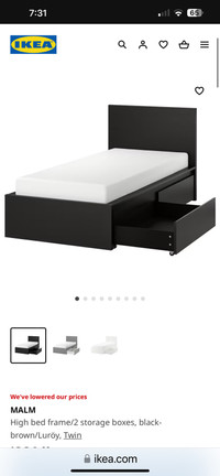 IKEA Malm twin bed with Mattress 