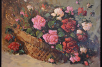 Mustafa Keyhani, Canadian artist, original oil, colorful flowers