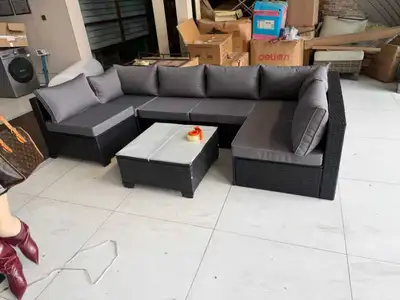 7 PC Outdoor Wicker Patio Sectional Sofa Set, View more