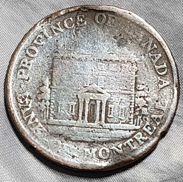 ** Bank Of Montreal Half Penny 1844 Canadian Province Bent in Arts & Collectibles in City of Toronto - Image 4