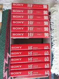 New 5 pack Sony HF90 + 1 Sony HF90 cassette tapes + 5 Sony HF60