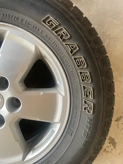 Almost new General Grabber Tires on Rims. Great treads. Size 235/70R16. Rim size R16-106T. Price is...