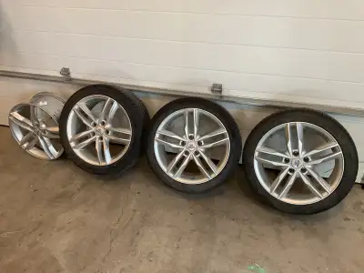 Aluminum Car Rims w/3 winter tires (decent tread) 245/40/18 5*112 bolt pattern Open to offers