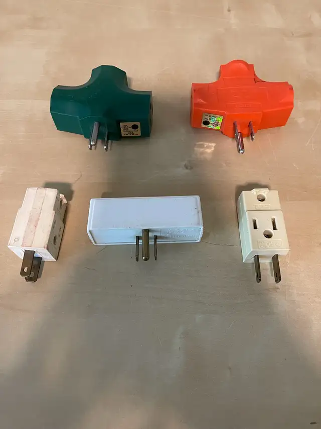 Set of 3-Way Plug Adapters, 15A-125V, 
