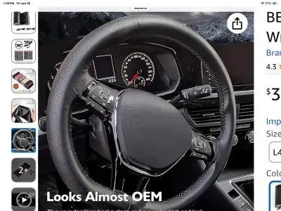 Give your ride a special look with this BELINOUS Universal Leather Steering Wheel cover. It needs to...