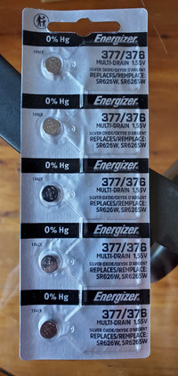 Energizer batteries 377/376 sleeve of 5