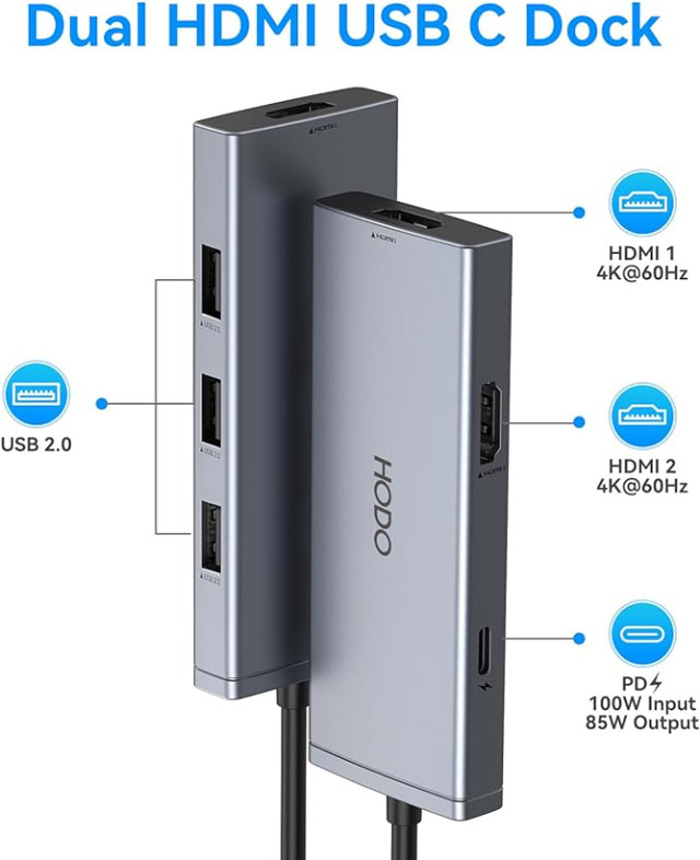 Docking Station USB C Hub to Dual HDMI Adapter in Cables & Connectors in City of Toronto - Image 2