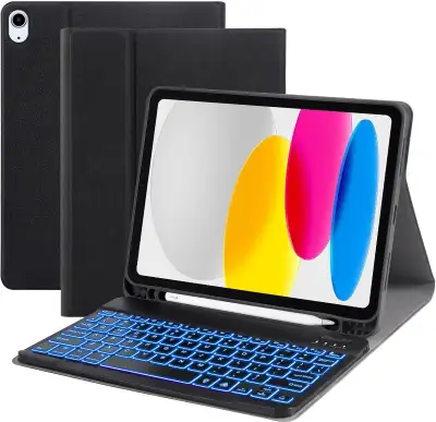 Keyboard Case for iPad 10.9 10th Gen 2022, Detachable Backlit Ke, View more