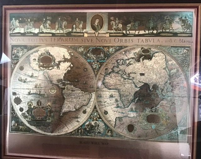 Framed Blaeu Wall Map repro from 1647-1658 in Arts & Collectibles in Bridgewater - Image 2