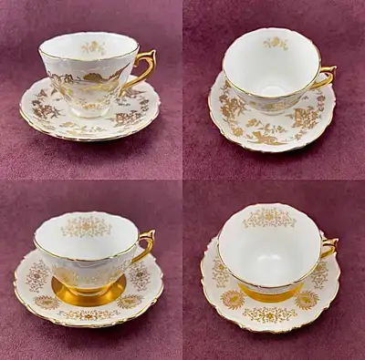 Coalport gold and white teacups (priced per), View more