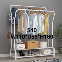 Double Pole/ Clothes /Cloth Coat Rack Garment Free Standing