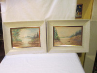Set of 2 Watercolor Framed Pictures from 1940's